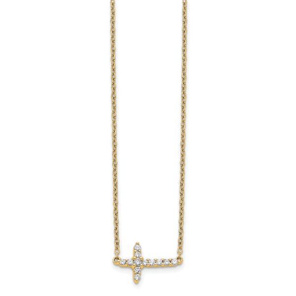 Amazon.com: 14k White Gold Classic Horizontal/Sideways Cross Necklace on  Rolo Chain - 16